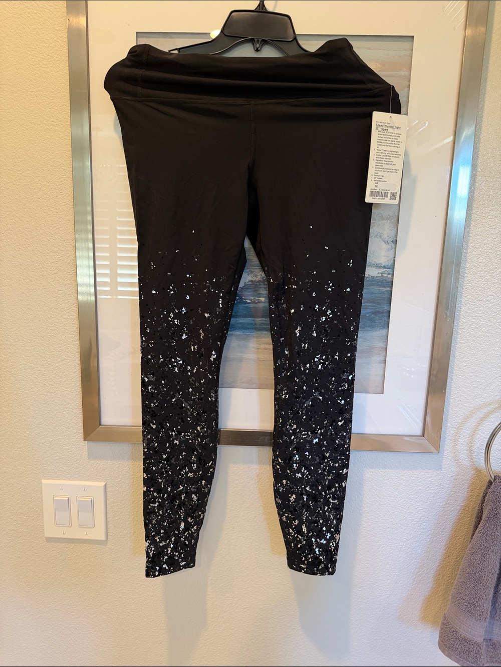 lululemon athletica Black Leggings with White Speckle Print